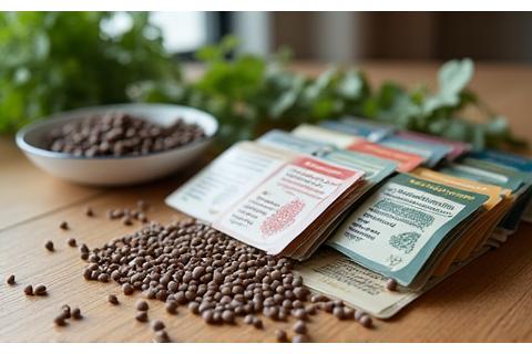 Assortment of rare and heirloom seeds in various packets