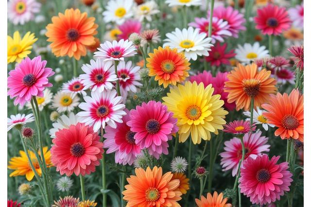 Colorful array of exotic flower seeds packets