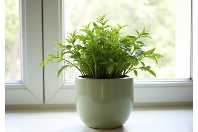 Sleek, modern ceramic planter in green